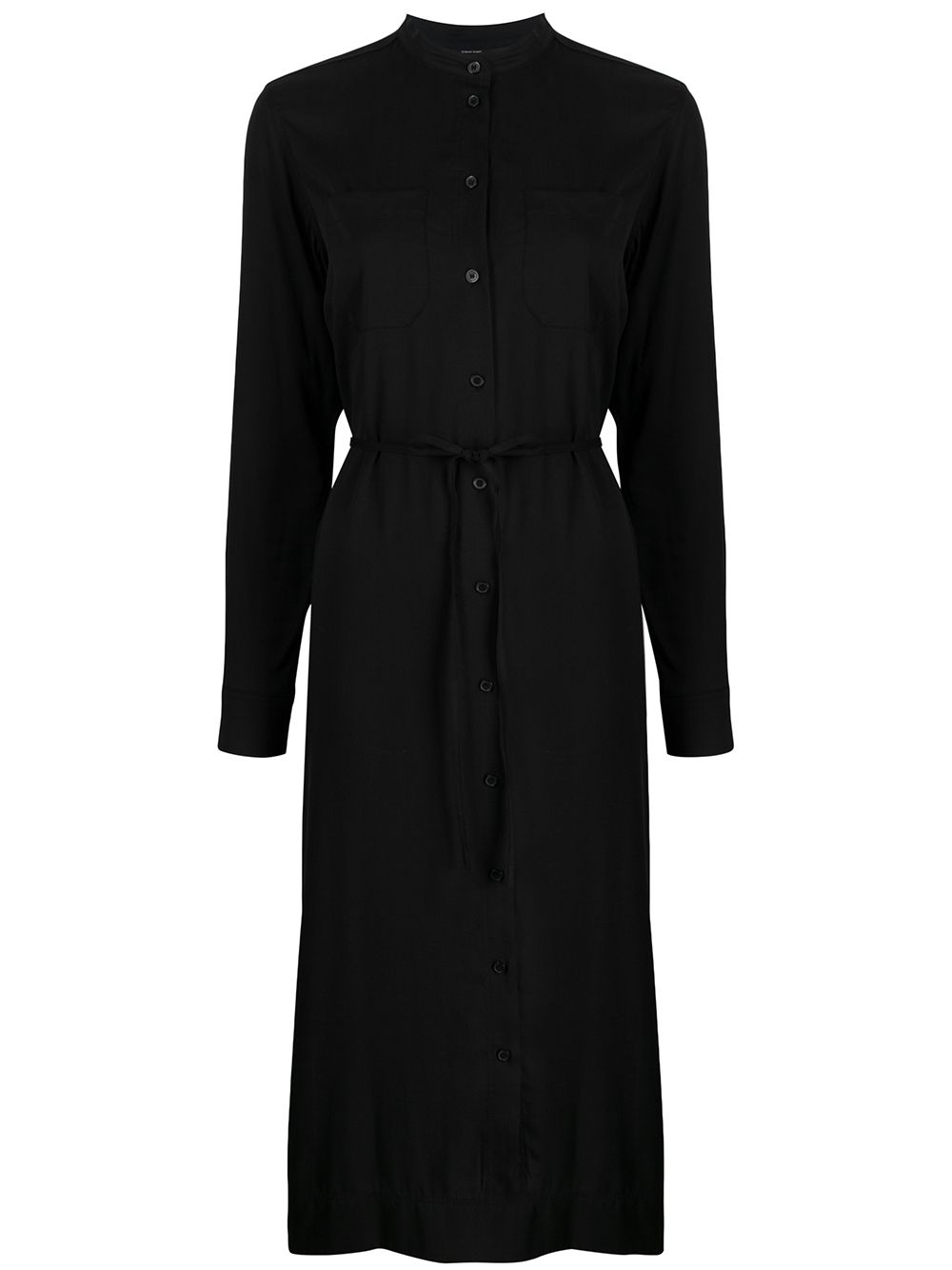 Calvin Klein Tie Waist Double Pocket Shirt Dress In Black
