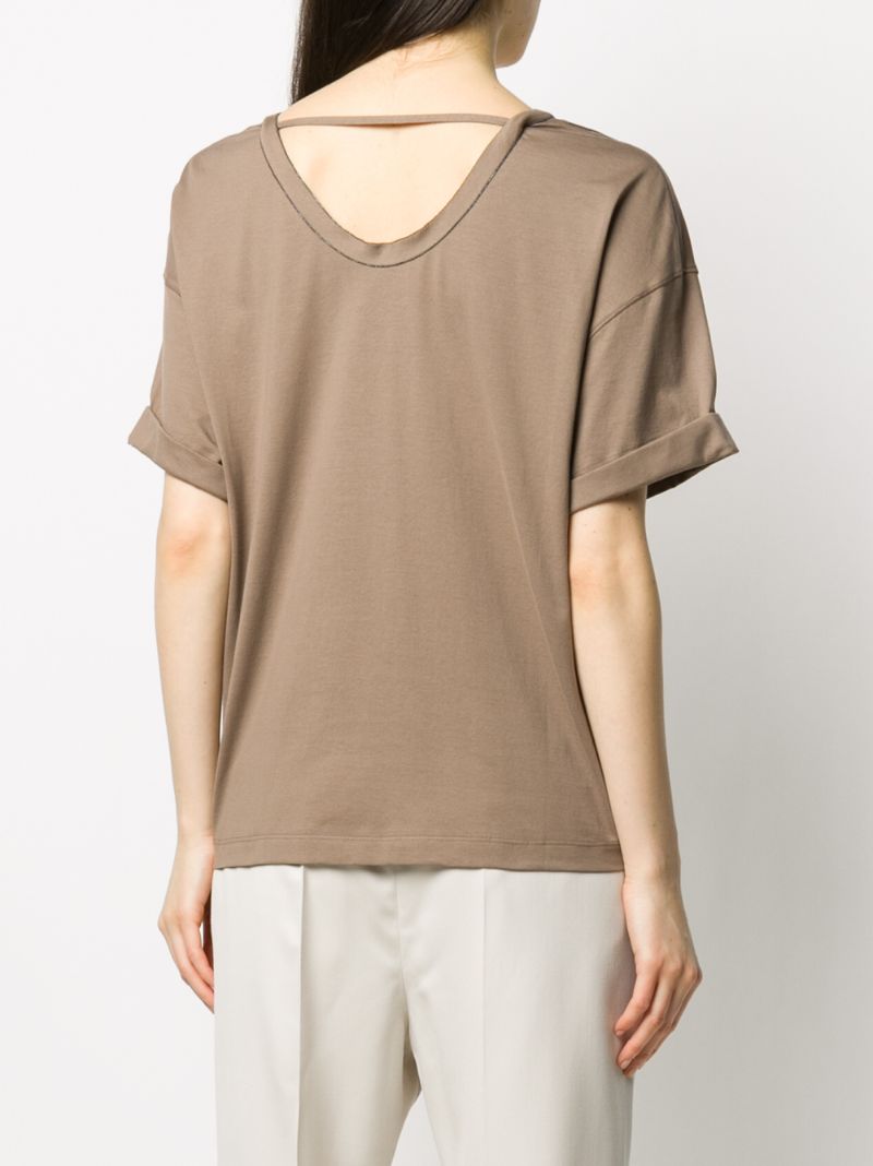 Shop Brunello Cucinelli T-shirt Mit V-ausschnitt In Brown