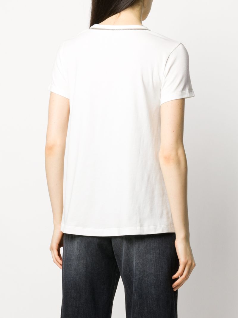 Shop Brunello Cucinelli Embellished Round Neck T-shirt In White