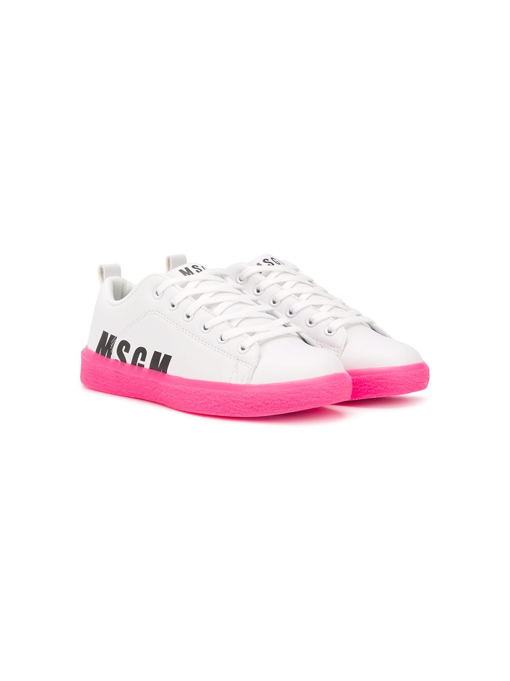 Msgm Teen Colour Block Logo Print Sneakers In White