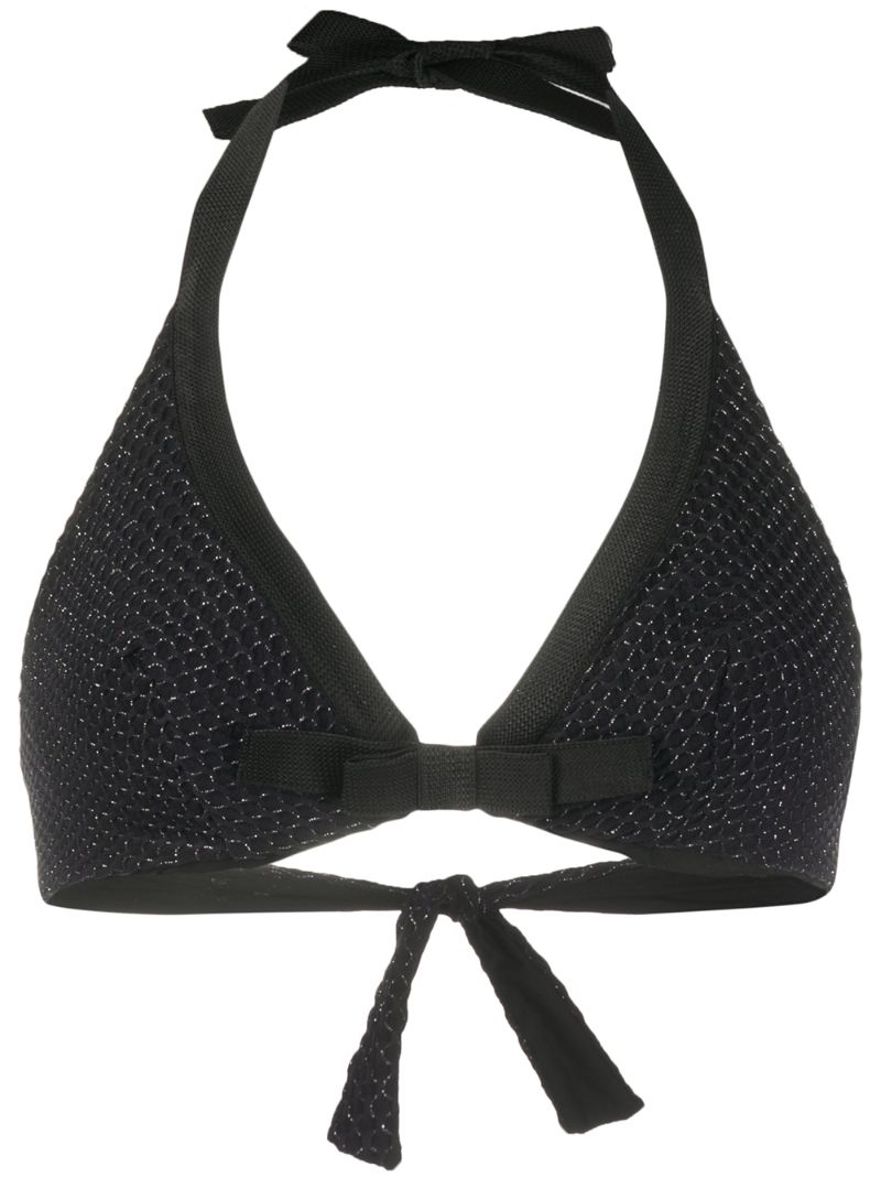 Fisico Mesh Overlay Bikini Top In Black