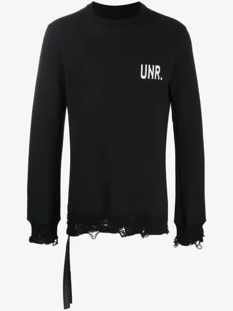 UNRAVEL PROJECT logo-print distressed sweatshirt