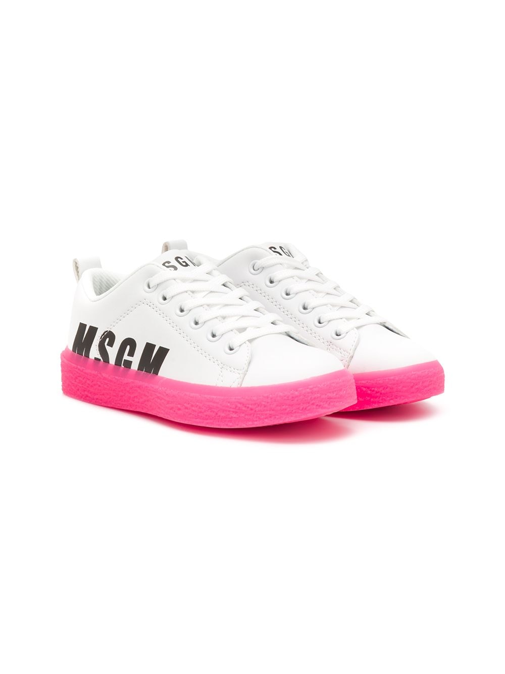 Shop Msgm Contrast Logo Sneakers In White