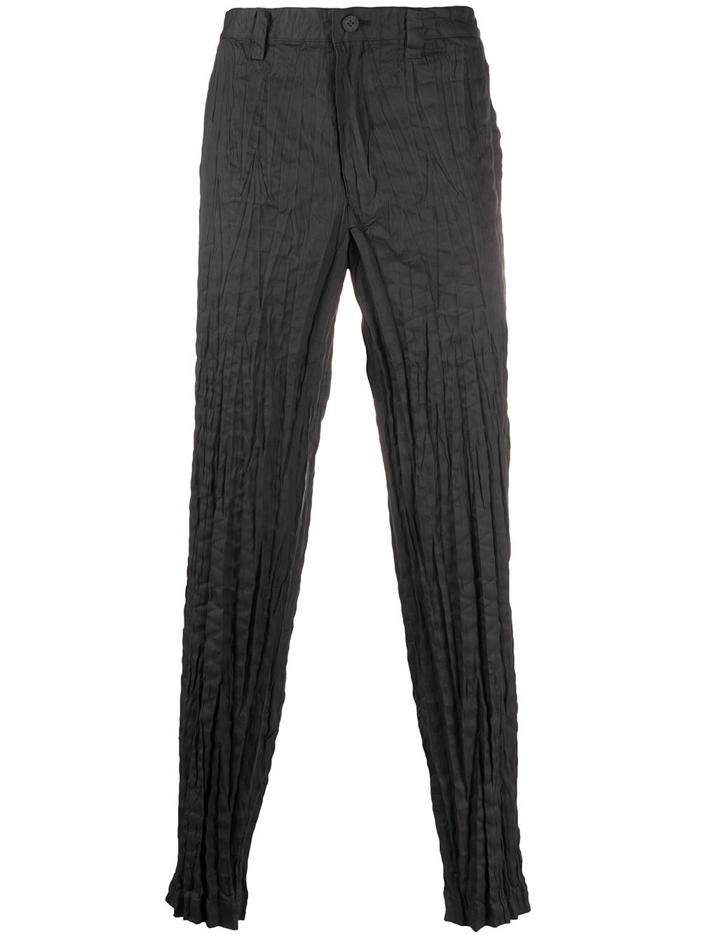 Issey Miyake Crinkled Regular Leg Trousers In Grey