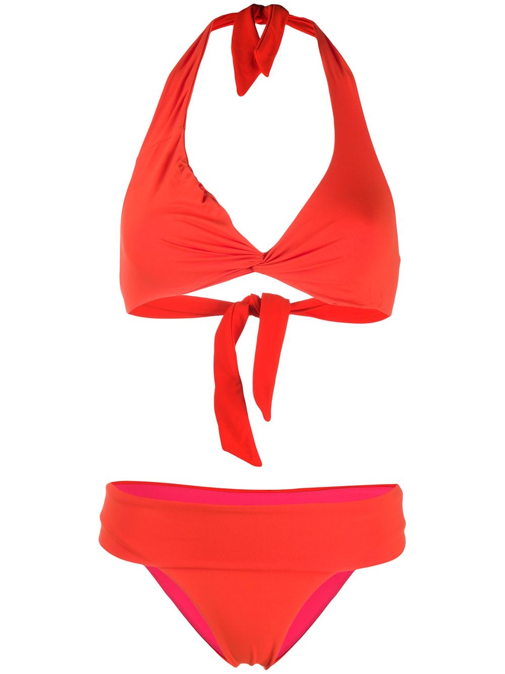 Fisico Knotted Triangle Top Bikini Set In Orange