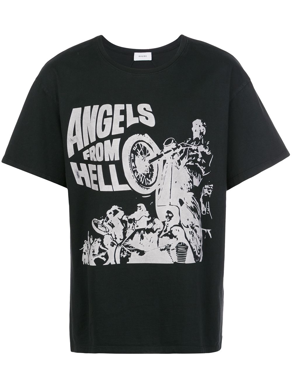 Rhude T-shirt Mit "angels From Hell"-print In Black