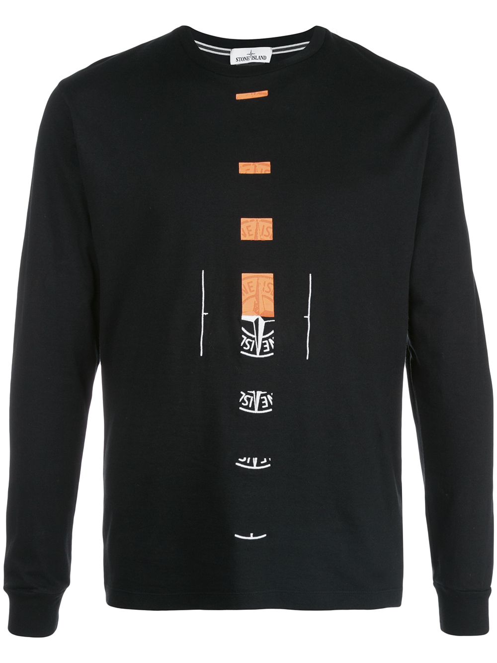 Stone Island Graphic Print Long Sleeve Top In Black