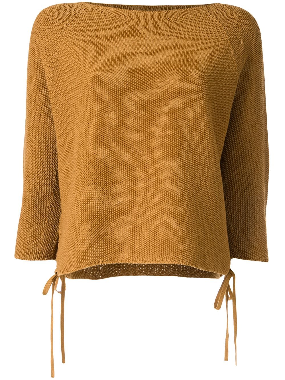 Tomorrowland Lace-up Textured-knit Top In Yellow