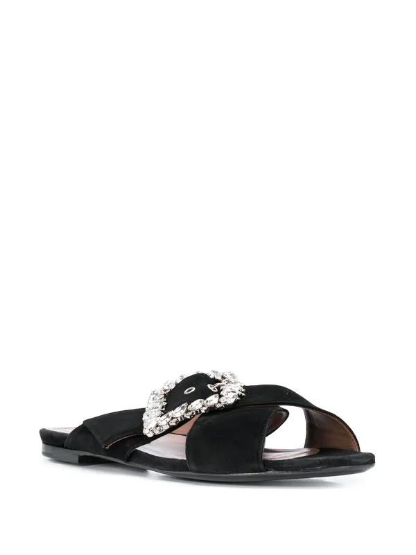 white 2 buckle sandals