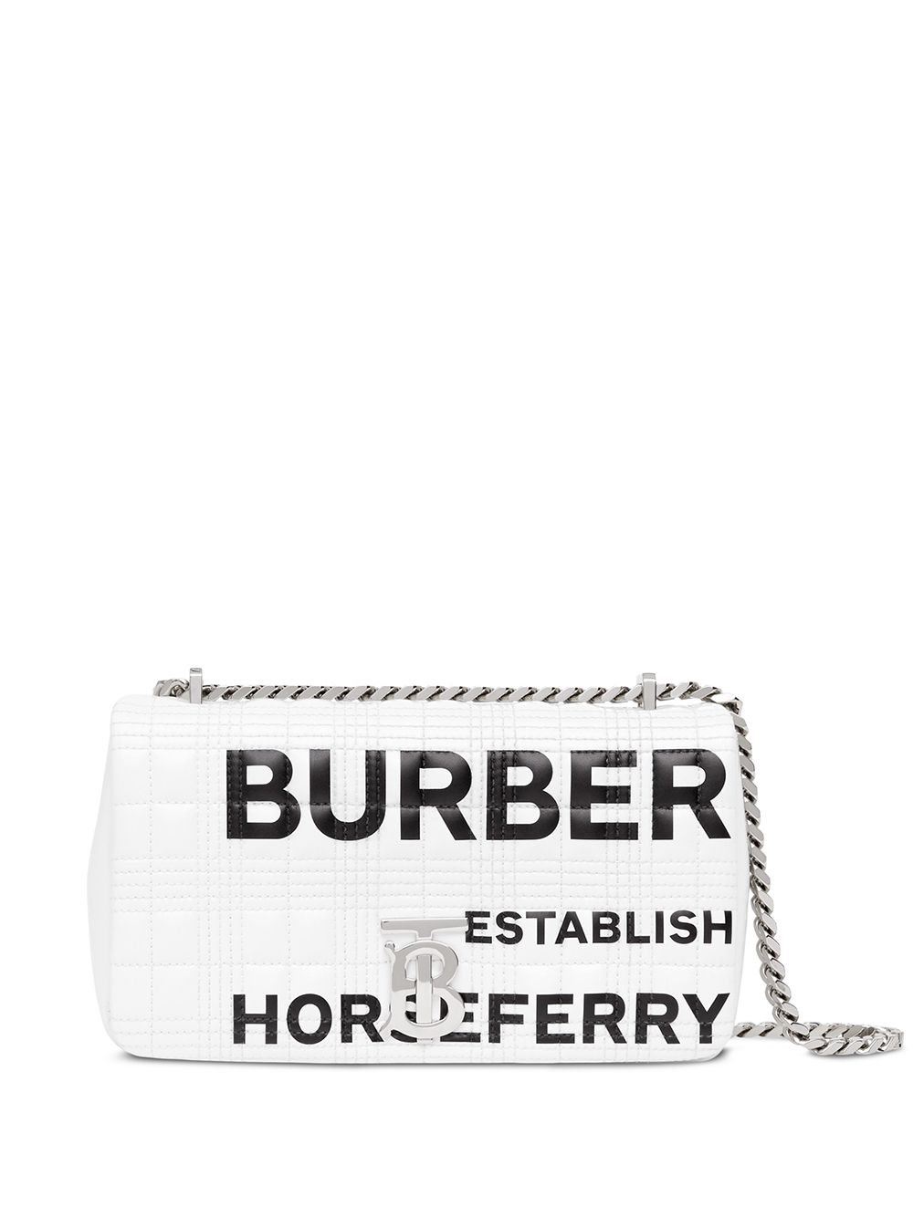 Burberry Small Lola Horseferry-print Shoulder Bag In White