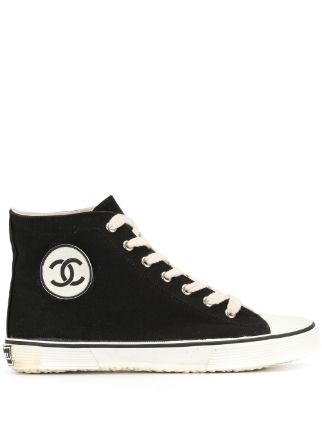 chanel cc high top sneakers