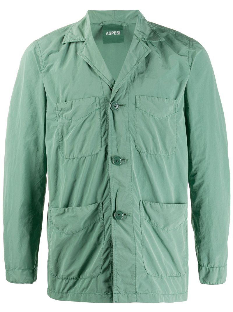 Shop Aspesi Pijungle Single-breasted Jacket In Green