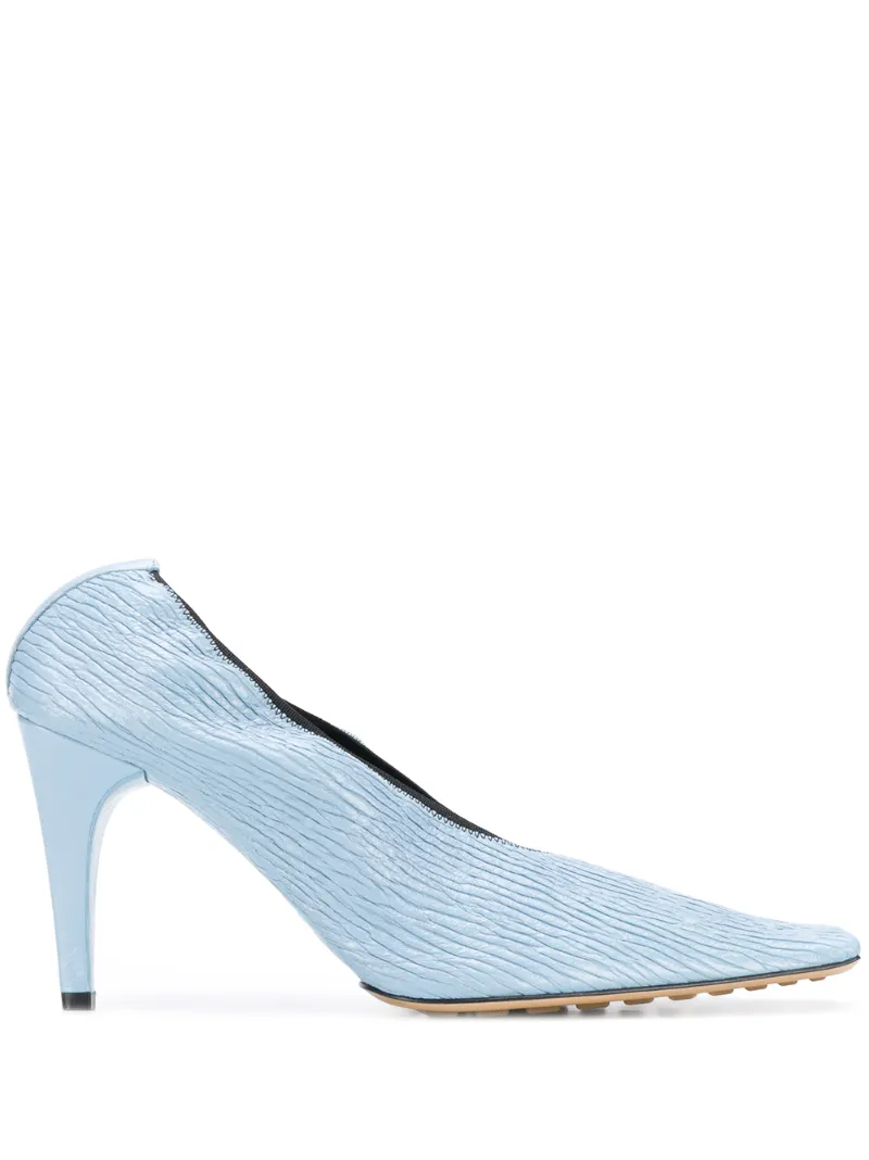 BOTTEGA VENETA TEXTURED SQUARE-TOE PUMPS