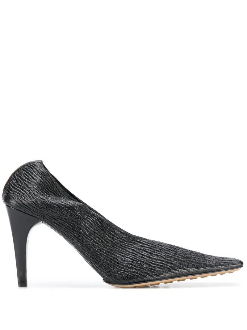 BOTTEGA VENETA TEXTURED SQUARE-TOE PUMPS