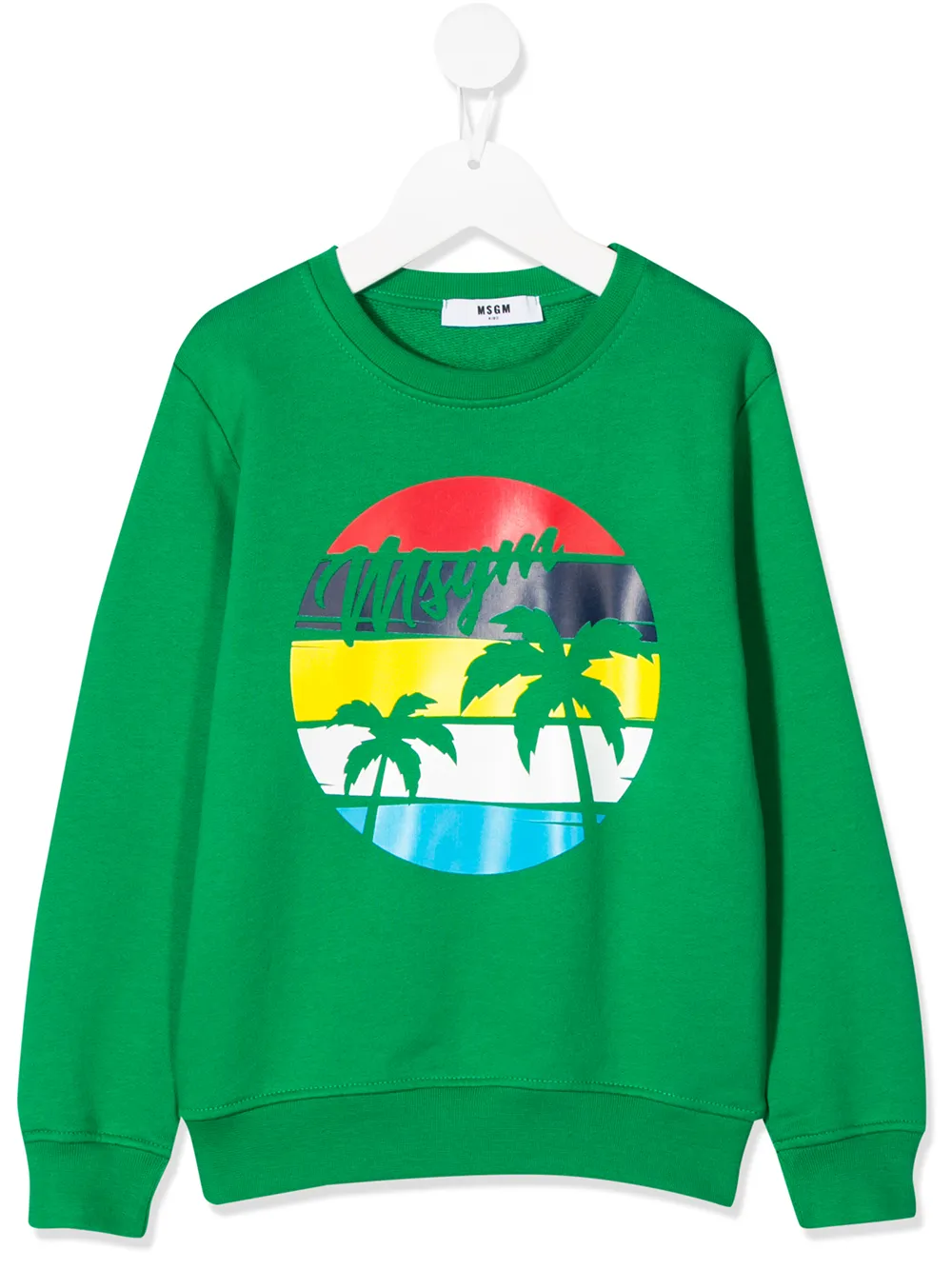 Msgm Kids' Palm Tree Print Sweatshirt In Green