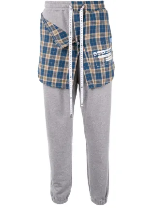 grey plaid track pants