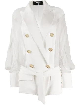 white sheer blazer