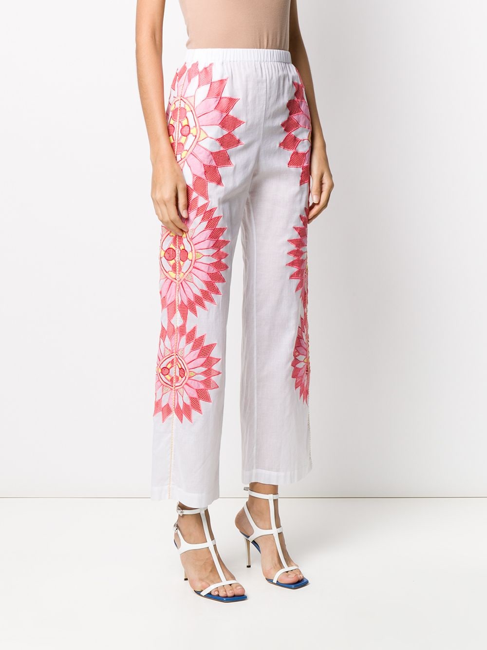 Shop Emilio Pucci Embroidered Trousers In White