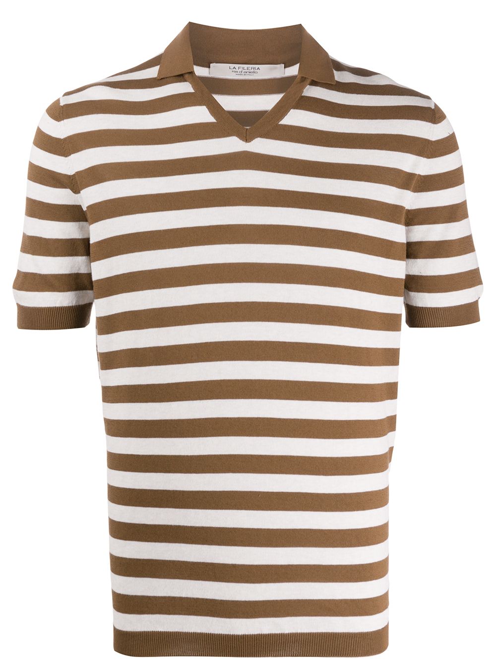 фото La fileria for d'aniello v-neck striped pattern polo shirt