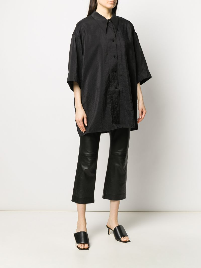 Shop Lemaire Satin Boyfriend Shirt In Black