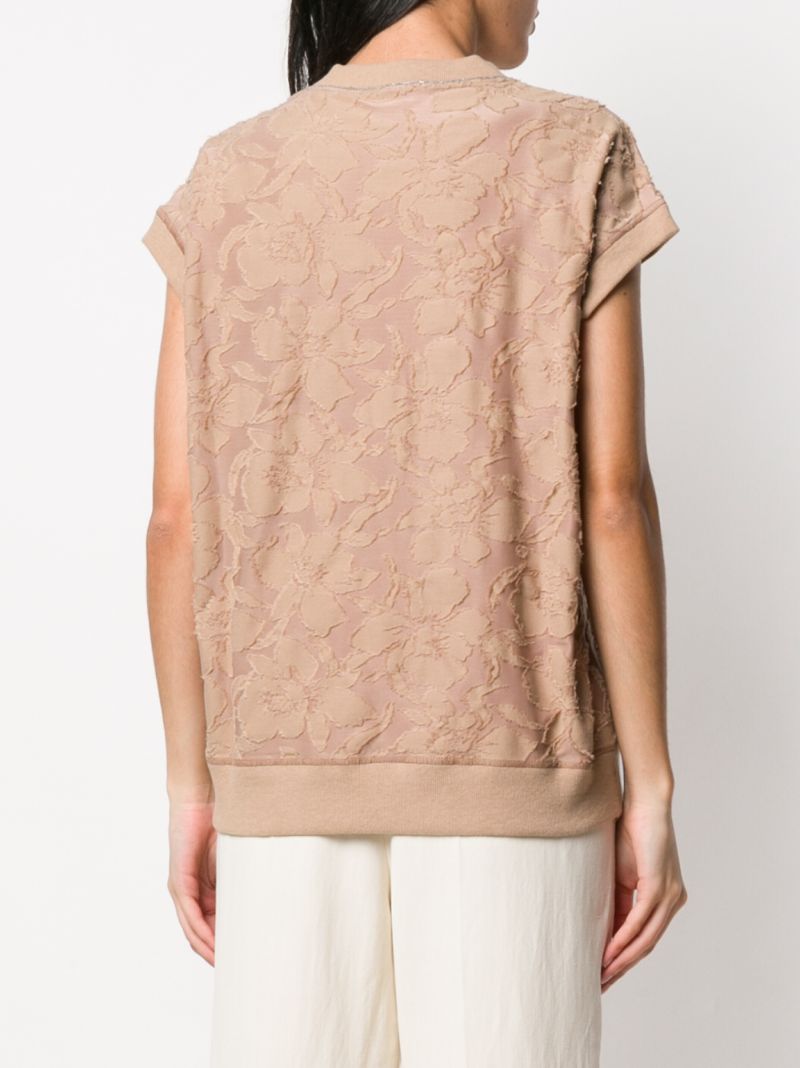 BRUNELLO CUCINELLI TEXTURED FLORAL TOP 