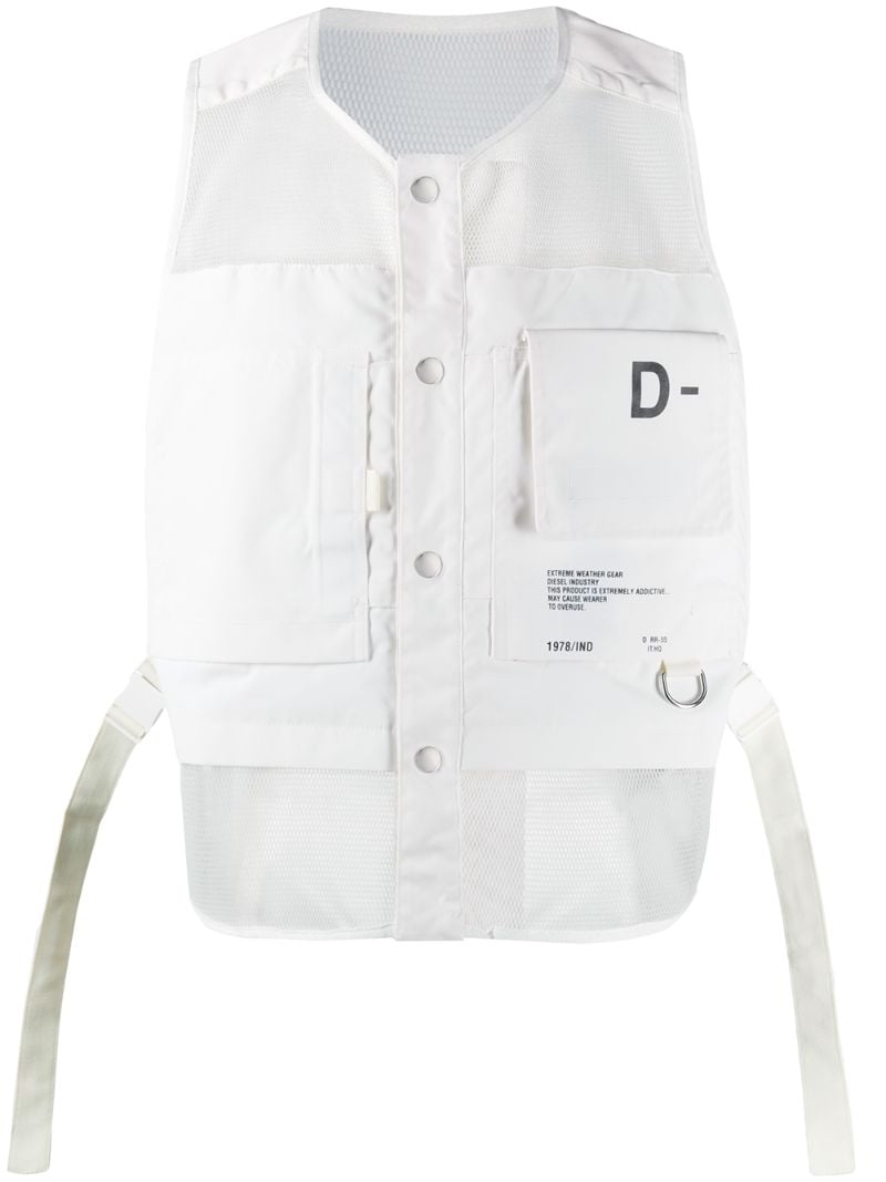 Diesel Mesh Panel Gilet In White