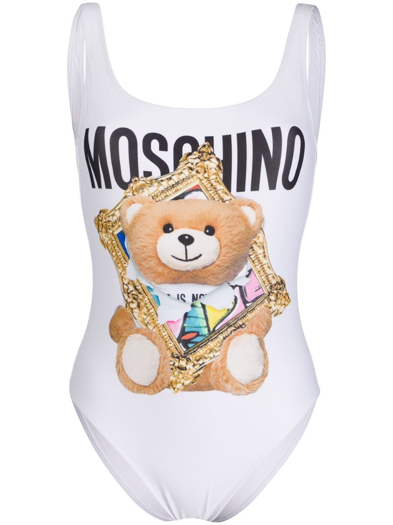 Moschino Teddy Bear Swimsuit In White