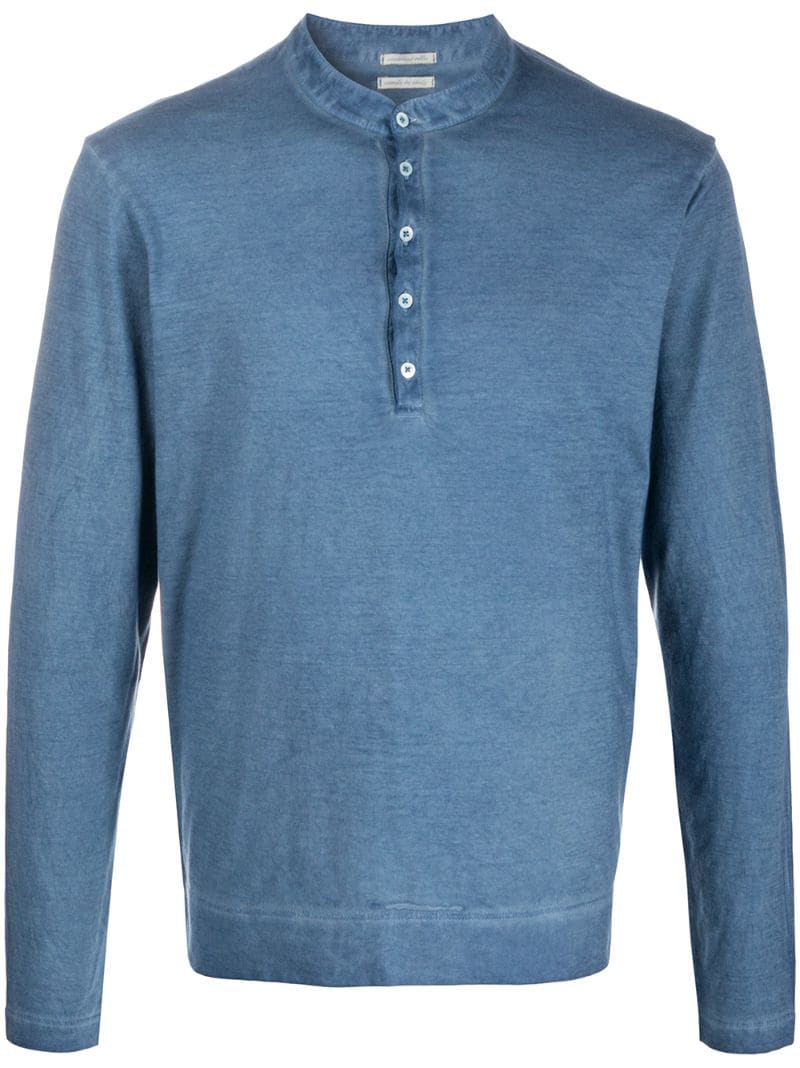 Massimo Alba Buttoned Mandarin Collar Top In Blue