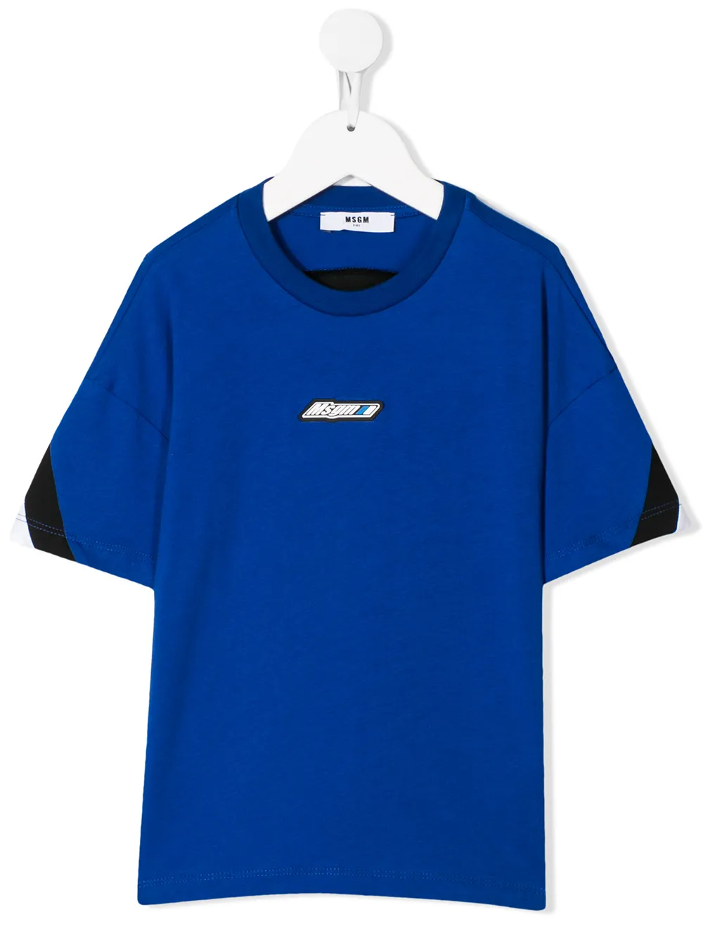 Msgm Kids' Colour-block Logo T-shirt In Blue