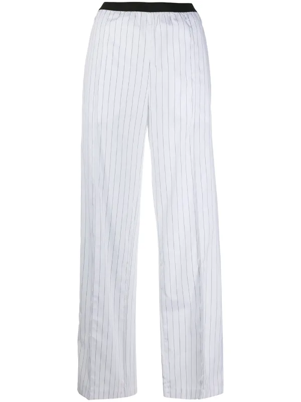 black pinstripe high waisted trousers