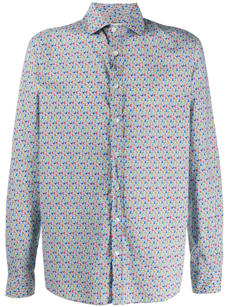 Etro Monkey Print Shirt In Blue