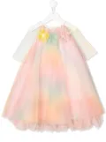 PAMILLA floral-appliqué tulle dress - Orange