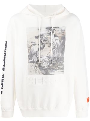 heron bird slogan print hoodie