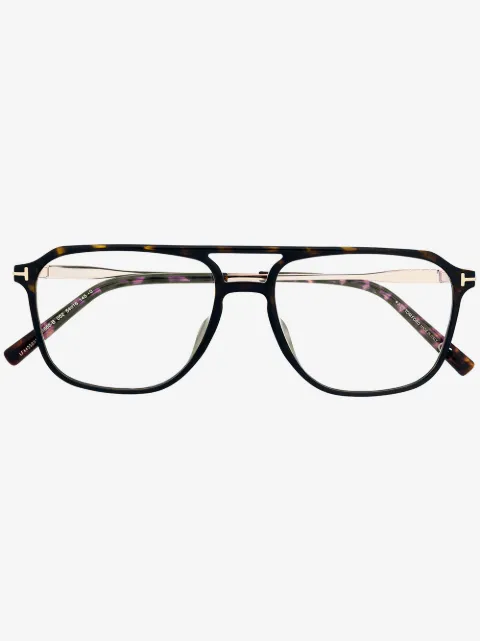 TOM FORD Eyewear lentes con armazón aviador y efecto de carey