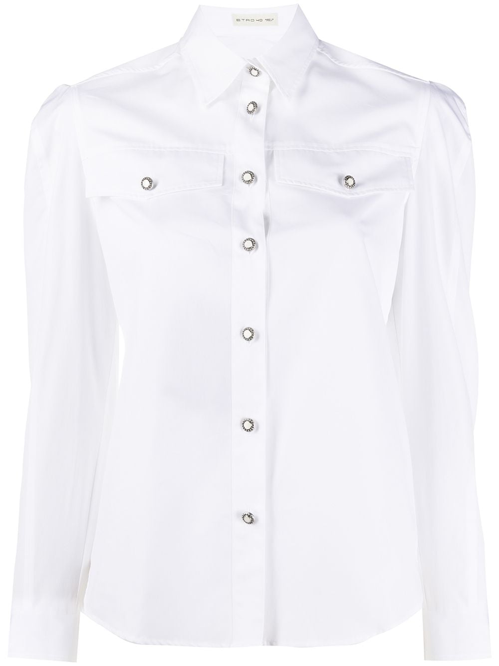 Etro Puff-shoulder Cotton Shirt In White