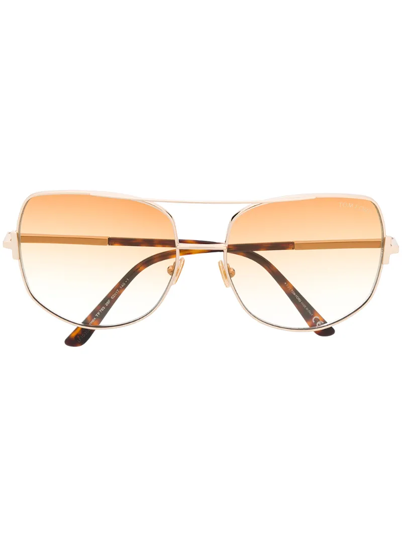 Tom Ford Oversized Geometric Sunglasses In Gold