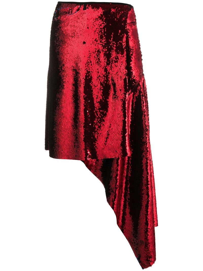 Marques' Almeida Sequinned Asymmetric Skirt In Red