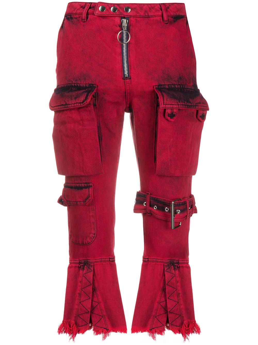 Marques' Almeida Cropped Utility Jeans In Red