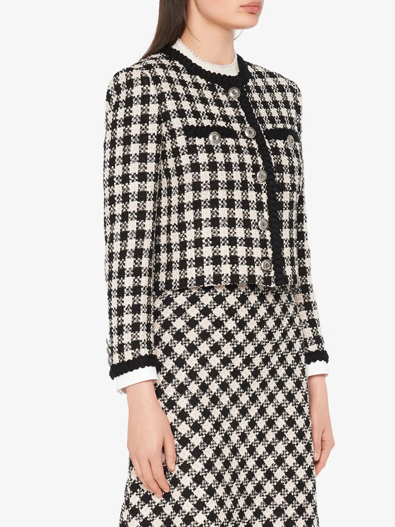 MIU MIU GINGHAM CHECK TWEED JACKET