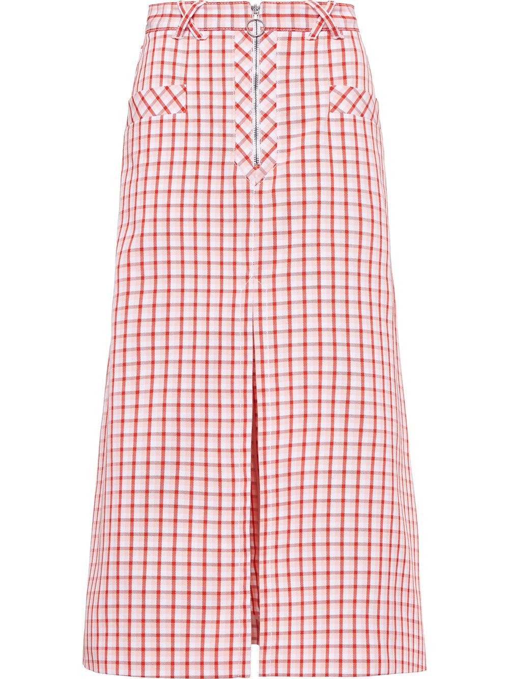 Miu Miu Checked A-line Skirt In Rot