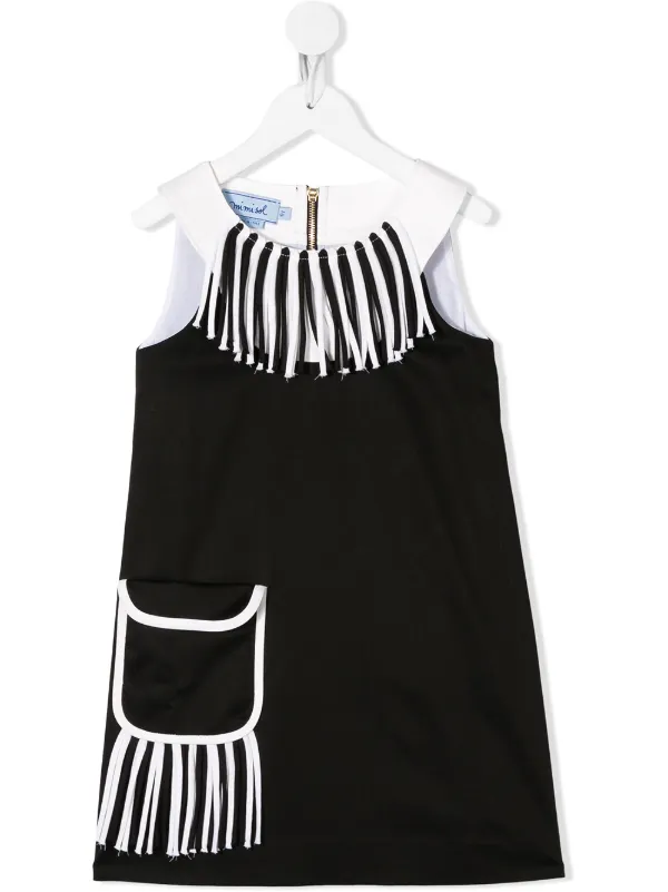 Mi Mi Sol fringed contrast-trimmed dress