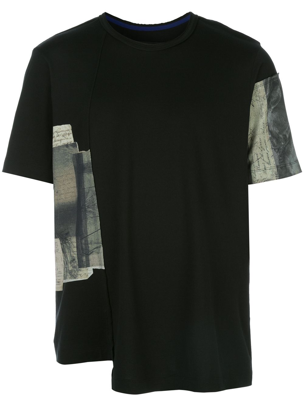 Shop Ziggy Chen Patchwork Detail T-shirt In Black