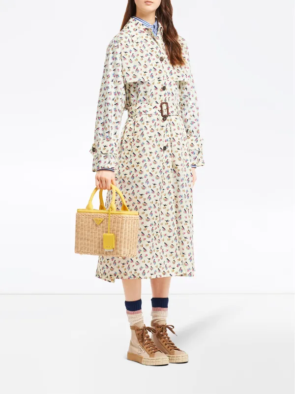 prada wicker and canvas handbag