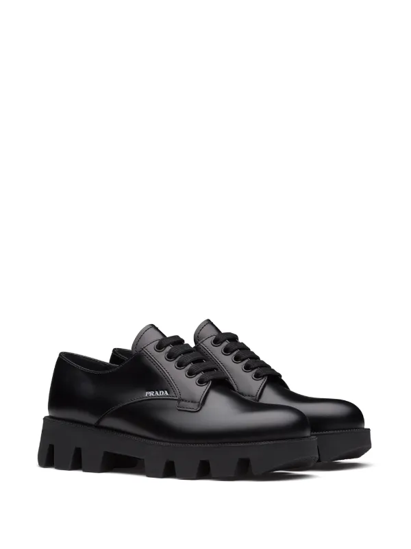 prada brushed leather derby shoes