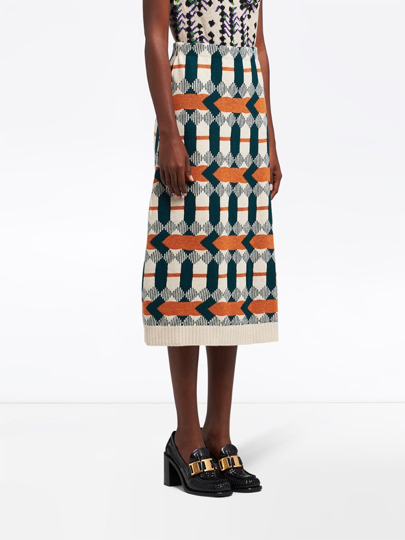 Shop Prada Arrow Print A-line Skirt In Orange