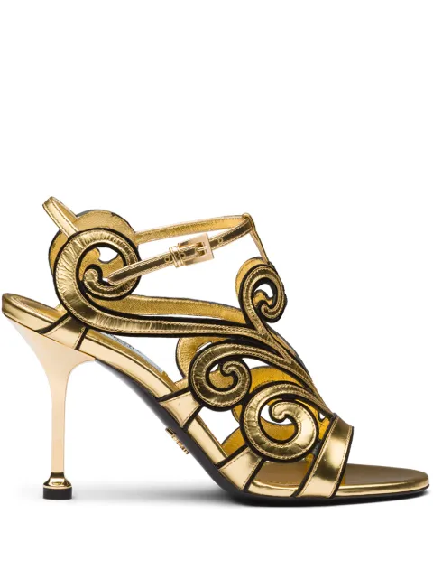 Prada baroque-style ankle strap sandals