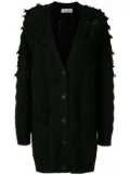 Valentino Garavani oversized tassel-trim cable-knit cardigan - Black