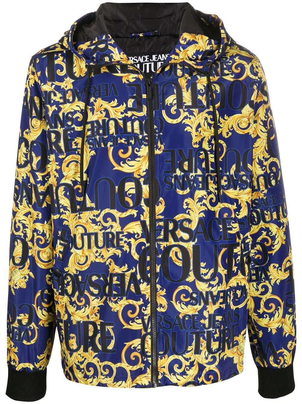 Versace Jeans Couture Logo Baroque Print Jacket In Blue