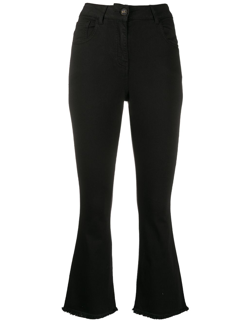 Shop Semicouture High Rise Flared Jeans In Black