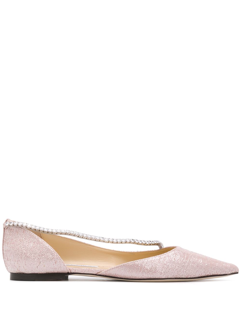 JIMMY CHOO TRUDE CRYSTAL-EMBELLISHED BALLERINA SHOES